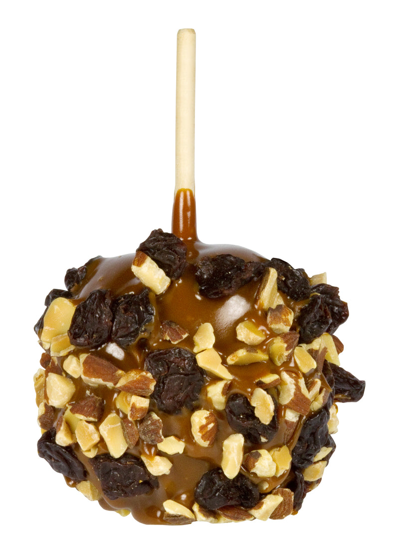 Almond & Cherries Caramel Apple with Optional Chocolate