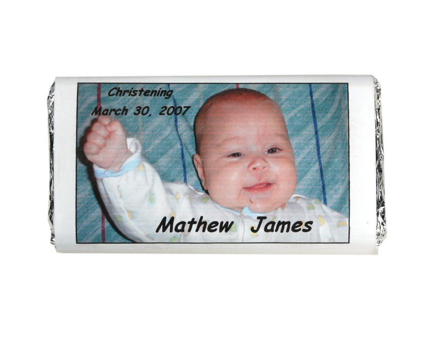 Personalized Christening Candy Bars for Baby Events