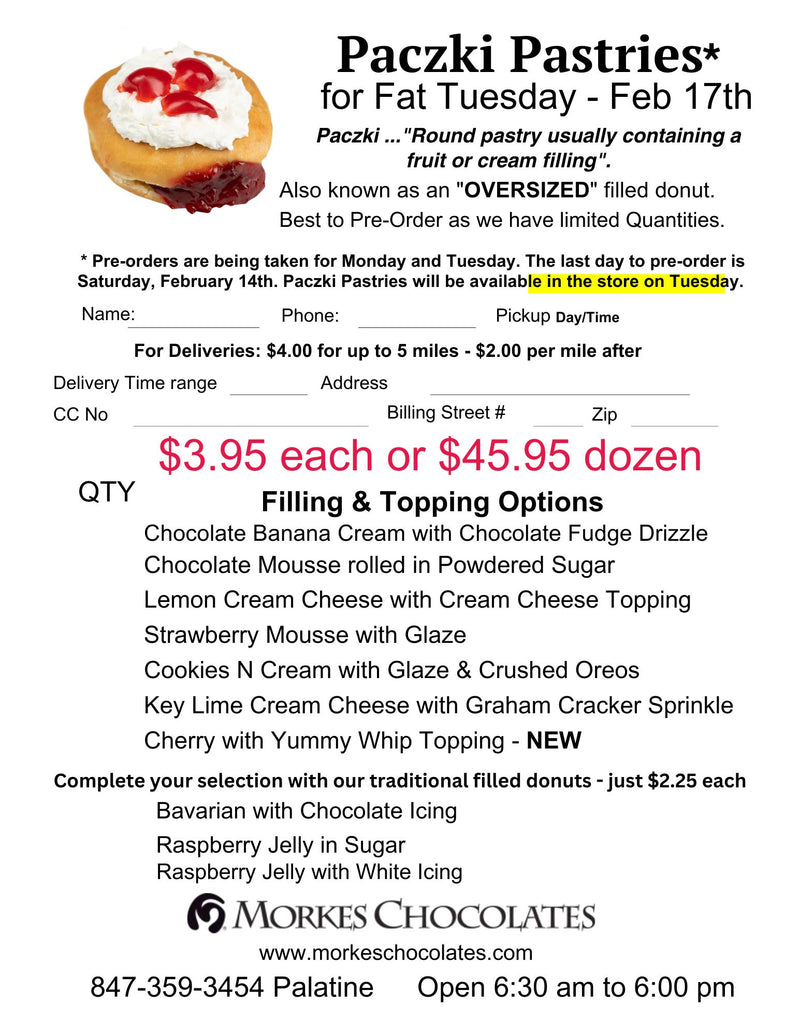 Paczki Pastries  (pronounced poonch–key)