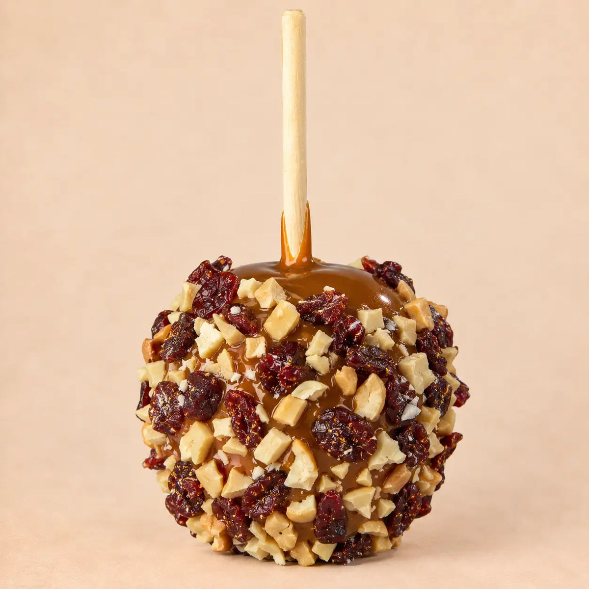 Cashew & Cranberry Caramel Apple with Optional Chocolate