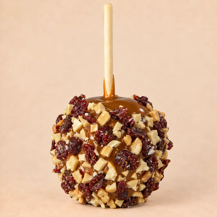 Cashew & Cranberry Caramel Apple with Optional Chocolate