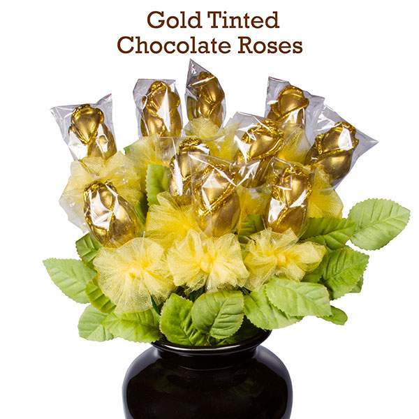 Gold Tinted Chocolate Roses by Morkes Chocolates