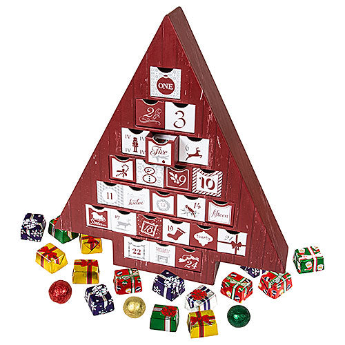 Christmas Tree Shaped Chocolate Advent Calendar that can be reused.