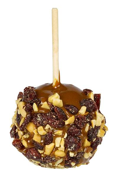 Cashew & Cranberry Caramel Apple with Optional Chocolate