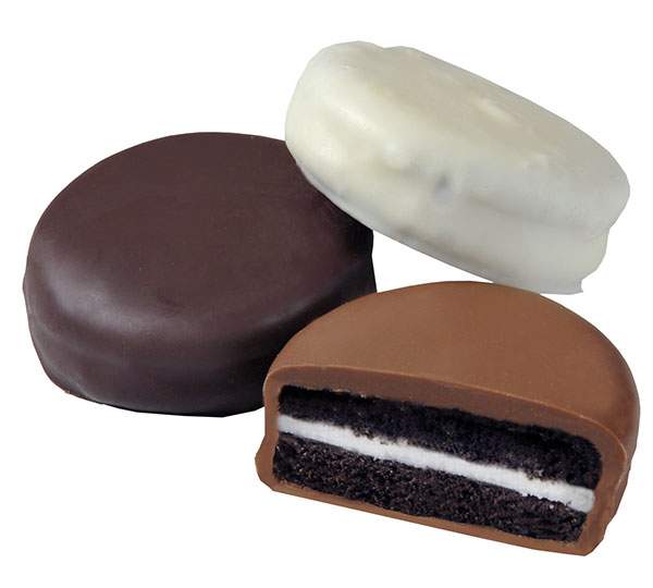 Chocolate Covered Double Stuffed Cookies 