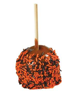 Orange & Black Sprinkles Caramel Apple