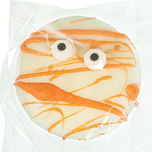 White Chocolate Double Stuffed Oreos® Decorated for Halloween With Orange Chocolate Swirl and Eyeballs