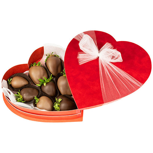 Premium Chocolate Covered Strawberries in Heart Gift Box