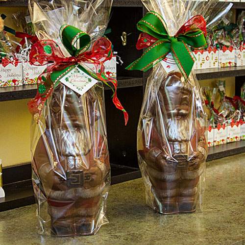 Large Chocolate Santas Packaged