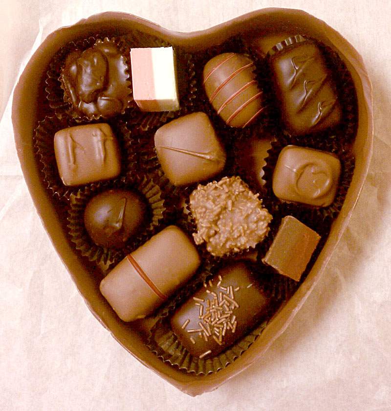 Assorted Chocolates in a Chocolate Heart